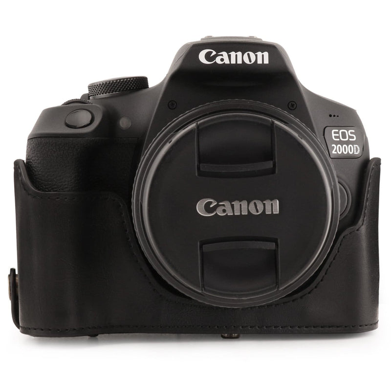 MegaGear Canon EOS Rebel T7 (18-55mm), 2000D (18-55mm) Ever Ready Leather Camera Case and Strap