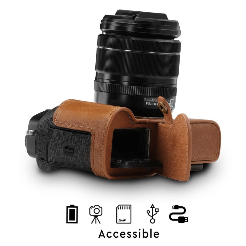 Custodia Mezza MegaGear In Pelle Per Fujifilm X-T30, X-T20, X-T10 - Con Cinturino - Foto 9
