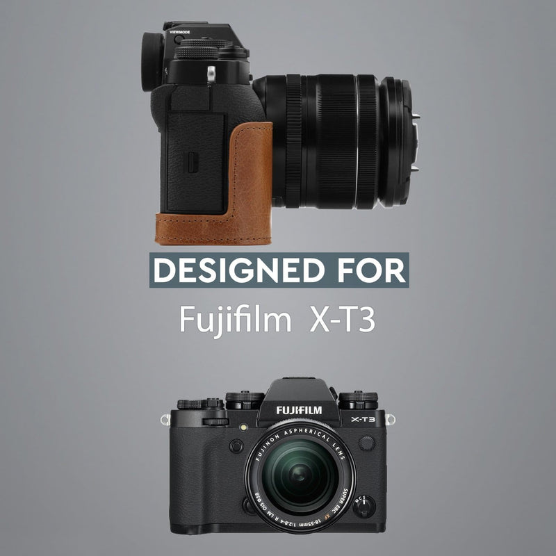 MegaGear Fujifilm X-T3 Ever Ready Top Grain Leather Camera Half Case and Strap