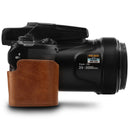 MegaGear Nikon Coolpix P1000 Ever Ready Leather Camera Half Case and Strap