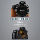 MegaGear Nikon Coolpix P1000 Ever Ready Leather Camera Half Case and Strap