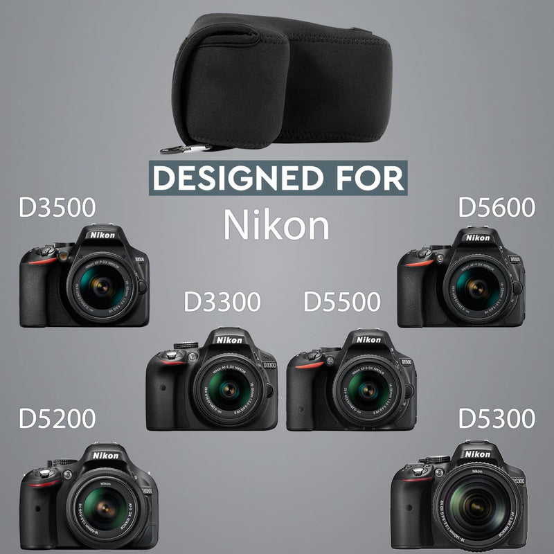MegaGear Nikon D3500, D3300, D3400, D5100, D5200, D5300, D5500, D5600 (18-55 mm) Ultra Light Neoprene Camera Case