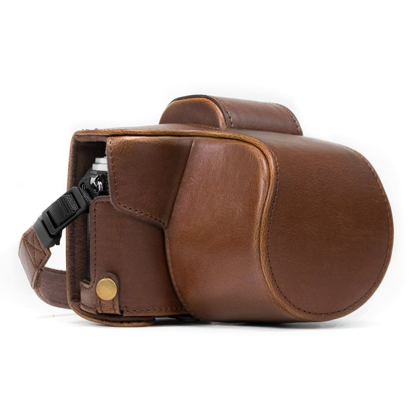 MegaGear MG1354 Ever Ready Leather Half Case And Strap With Battery Access For Olympus OM-D E-M10 Mark III Camera - White