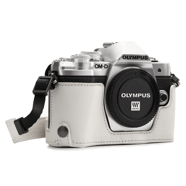 MegaGear Olympus OM-D E-M10 Mark IIIs, OM-D E-M10 Mark III Ever Ready Leather Camera Half Case and Strap