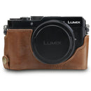 MegaGear Panasonic Lumix DC-LX100 II Ever Ready Top Grain Leather Camera Half Case and Strap