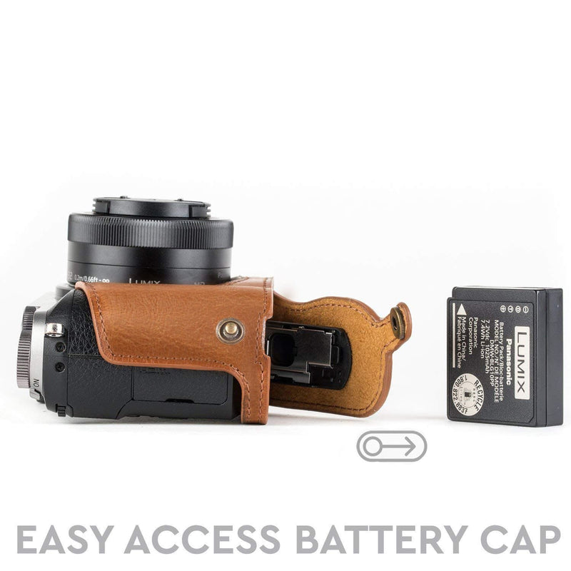 MegaGear Custodia Mezza Copertura Per Panasonic Lumix GX85/GX80 - Finta Pelle Con Tracolla - Nero - Foto 5