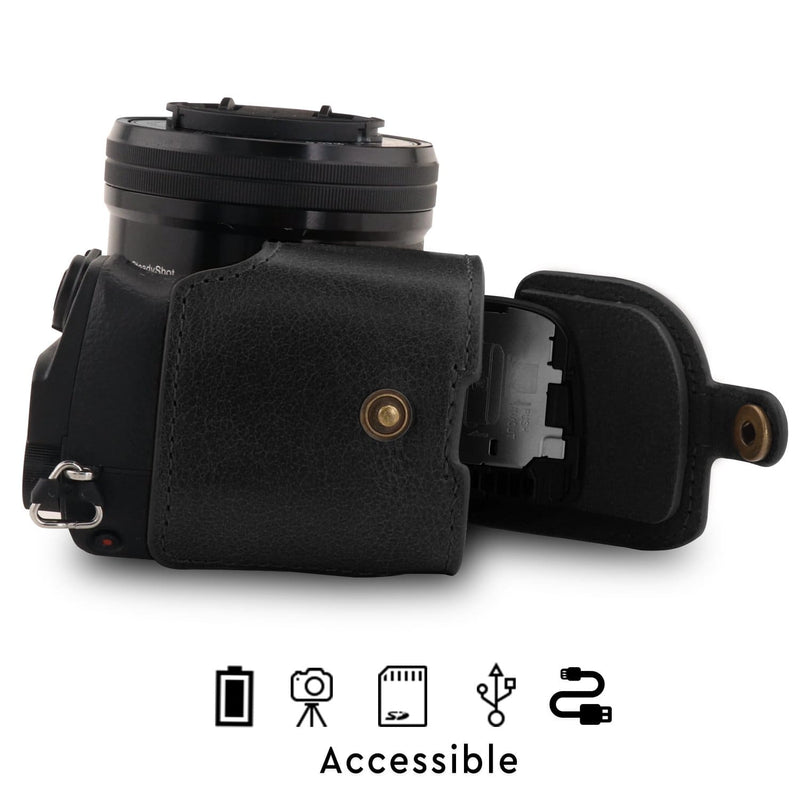 MegaGear Ever Ready Leather Camera Case And Strap For Can MG975