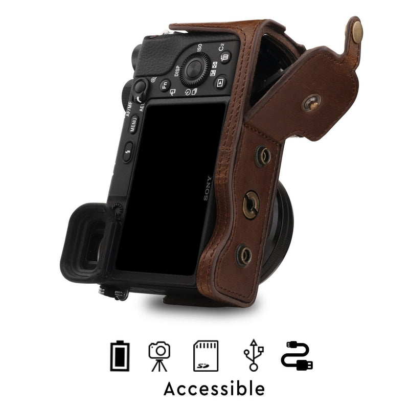 MegaGear Sony Alpha A6300, A6000 (16-50mm) Ever Ready Leather Camera Case with Carrying Strap and Battery Access White MG864 MegaGear Sony Alpha A6300, A6000 (16-50mm) Ever Ready Leather Camera Case with Carrying Strap and Battery Access White MG864
