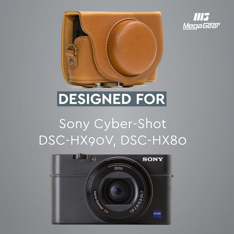 MegaGear Sony Cyber-shot DSC-HX95, DSC-HX99, DSC-HX80, DSC-HX90V Ever Ready Leather Camera Case with Strap