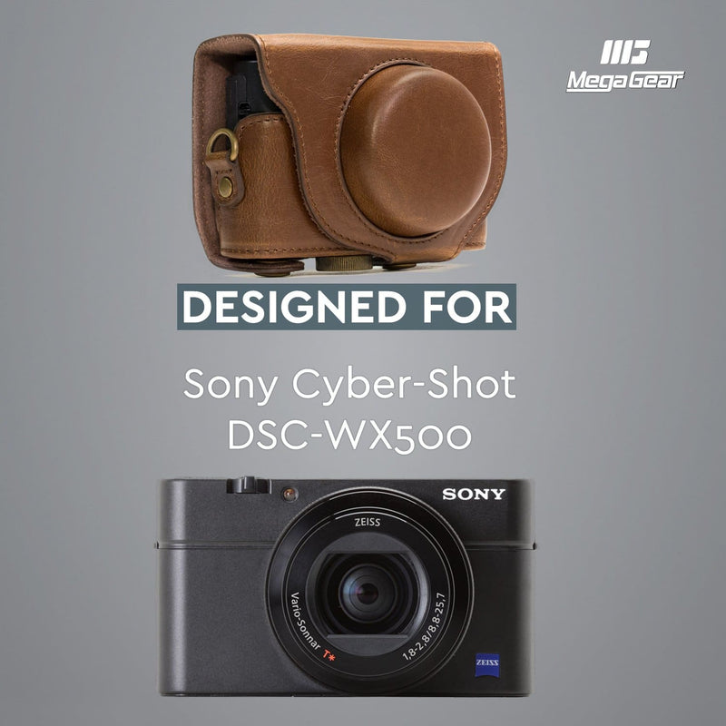 MegaGear Sony Cyber-shot DSC-WX500 Ever Ready Leather Camera Case with Strap