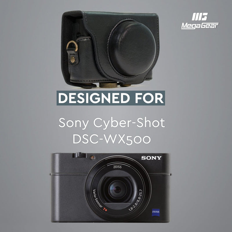 MegaGear Sony Cyber-shot DSC-WX500 Ever Ready Leather Camera Case with Strap