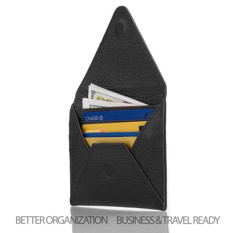 Otto Angelino Top Grain Leather Credit Card Holder and Travel Wallet Envelope with Magnetic Clasp, Credit Card Holder with Multiple Slots