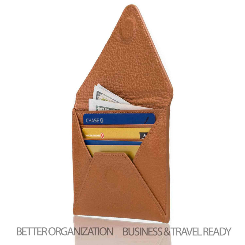 Otto Angelino Top Grain Leather Credit Card Holder and Travel Wallet Envelope with Magnetic Clasp, Credit Card Holder with Multiple Slots