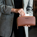 Otto Angelino Leather Zippered Clutch with Phone Compatible Slots