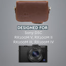 MegaGear Sony Cyber-shot DSC-RX100 VII, DSC-RX100 VI, DSC-RX100 V, DSC-RX100 IV, DSC-RX100 III, DSC-RX100 II, ZV-1 Leather Camera Case with Strap