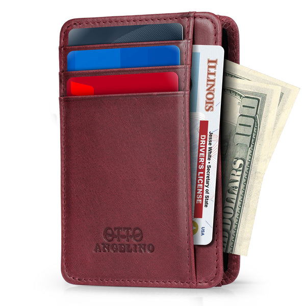 Otto Angelino Top Grain Leather Wallet Bank Cards, Money, Driver's License, Unisex