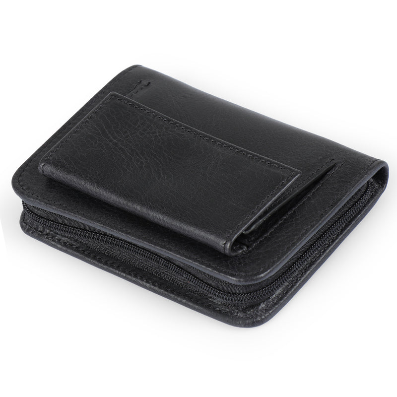 Small RFID Real Leather Wallet Men Credit Card Holder Case Coin Purse Black