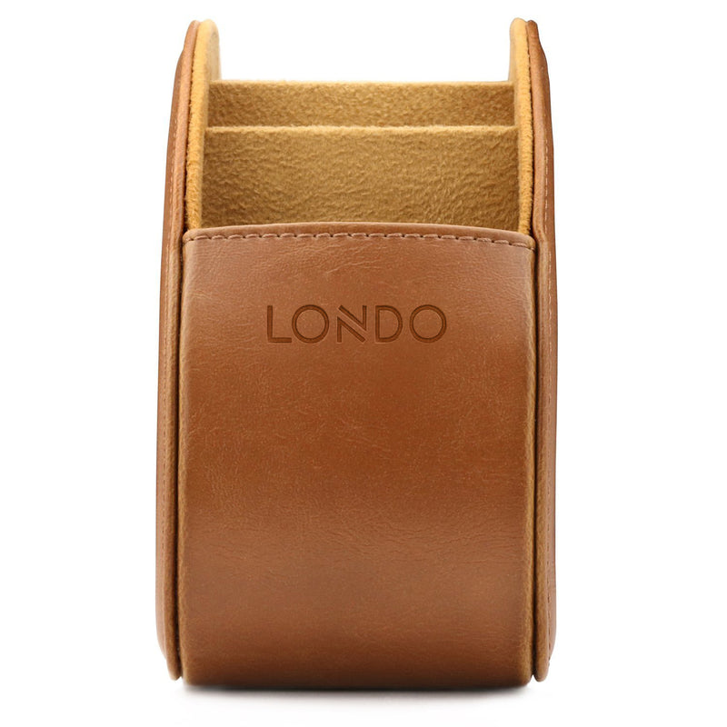 Londo Remote Control Holder with 5 Pockets, Store DVD, Blu-Ray, TV, Roku or Apple TV Remotes, PU Leather with Suede Lining