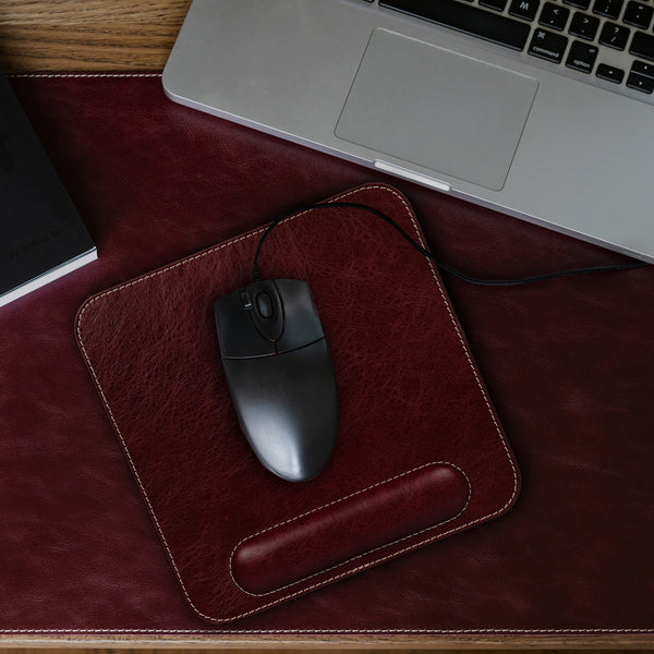 Londo Top Grain Leather Mouse Pad with Wrist Rest