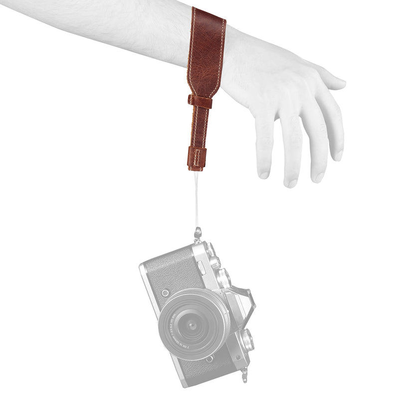 MegaGear Top Grain Leather Wrist Strap for All Cameras, SLR, DSLR