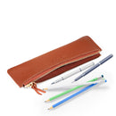 Londo Top Grain Leather Pen Case with Zipper Closure, Pencil Pouch Stationery Bag