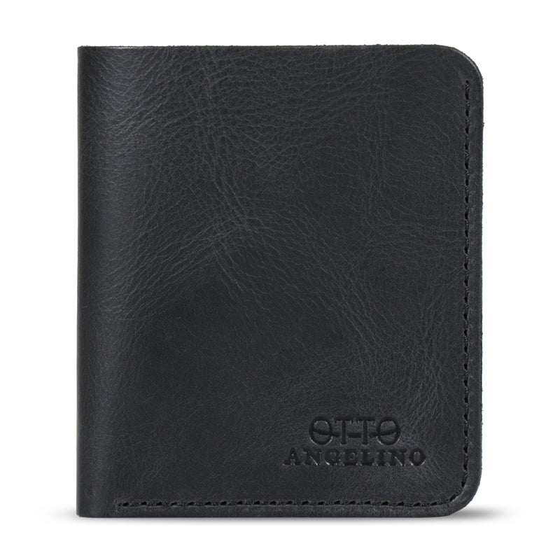 Otto Angelino Top Grain Leather Ultra Slim Bifold Card and Cash Wallet, Unisex