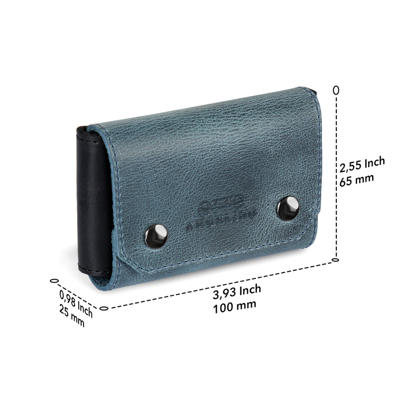 Otto Angelino Top Grain Leather Credit and Business Card Case with Snap Fastener Closure, Unisex