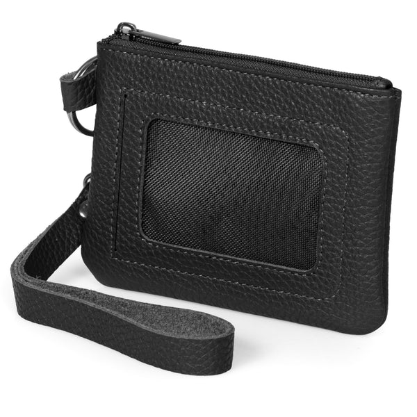 Otto Angelino Top Grain Leather Zippered ID Wallet with Wrist Strap, Unisex
