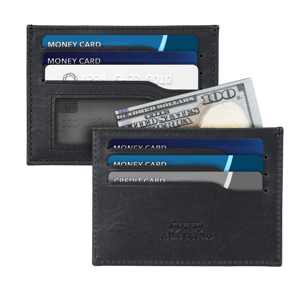 Otto Angelino Top Grain Leather Ultra Slim Minimalist Cardholder