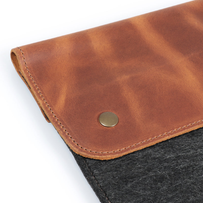 MegaGear Genuine Leather and Fleece Sleeve for 13.3 MacBook (Dark Blue)