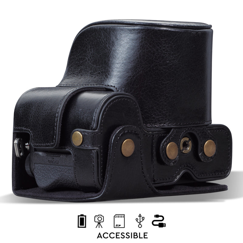 MegaGear Nikon Z5 Ever Ready Genuine Leather Camera Case, Bag and Accessories - Black-2