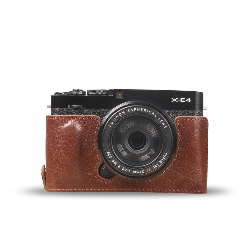 MegaGear MG1980 Ever Ready Genuine Leather Camera Case compatible with Fujifilm X-E4 - Brown