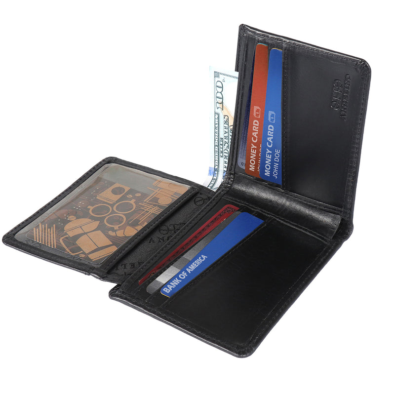 Otto Angelino Handcrafted Custom Vintage Wallet, Personalized Bifold Card and Cash Wallet, Slim Credit Card Holder
