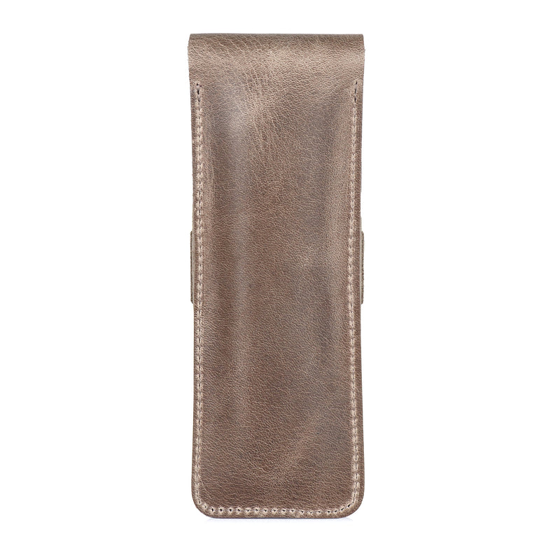Londo Top Grain Leather Pen and Pencil Case with Tuck in Flap