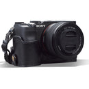 MegaGear Sony Alpha A7C Ever Ready Genuine Leather Camera Half Case, Bag and Accessories - Black-1