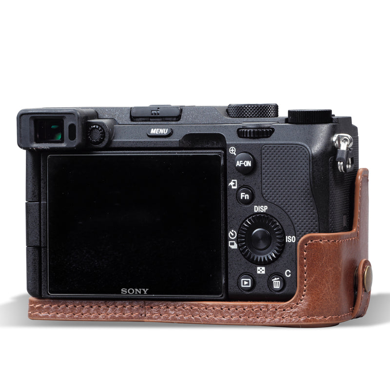 MegaGear Sony Alpha A7C Ever Ready Genuine Leather Camera Half Case, Bag and Accessories - Brown-5