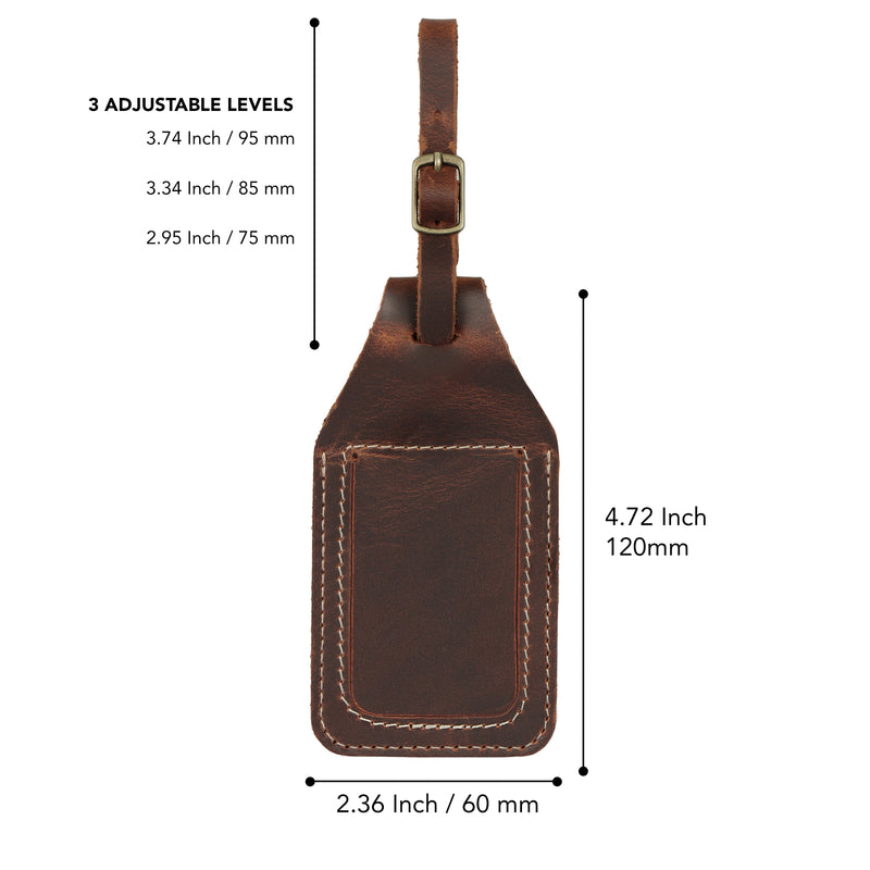 Londo Top Grain Leather Luggage Tag with Airtag Slot, Personalized Travel Bag ID Tag, Custom Backpack Tag, Retro Style