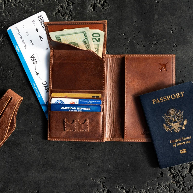 Otto Angelino Angelino Real Leather Passport Wallet, RFID Blocking