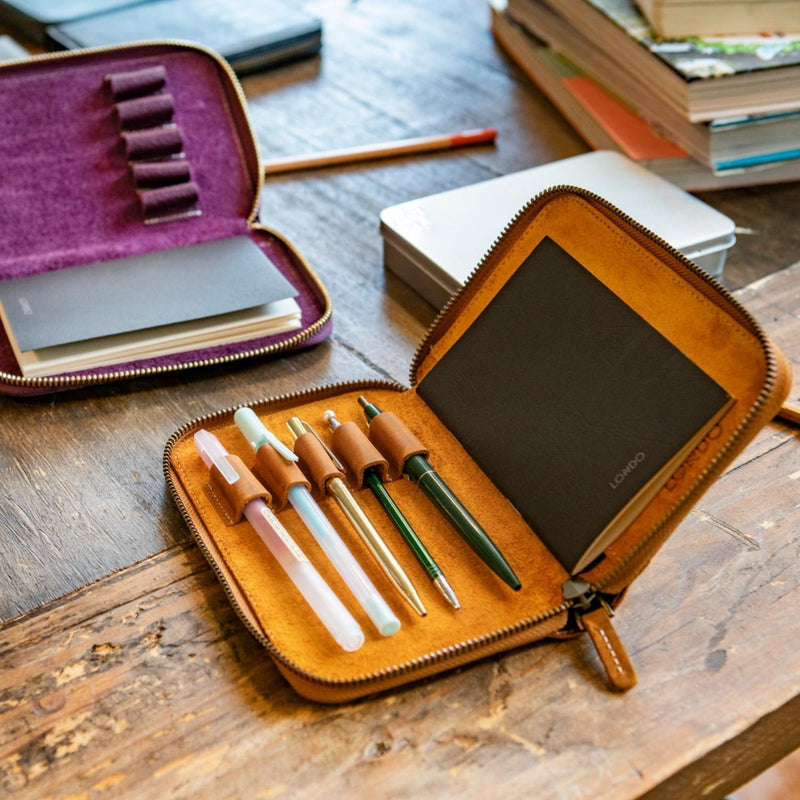 Leather Padfolio, Leather Sketchbook Holder and Pencil Case