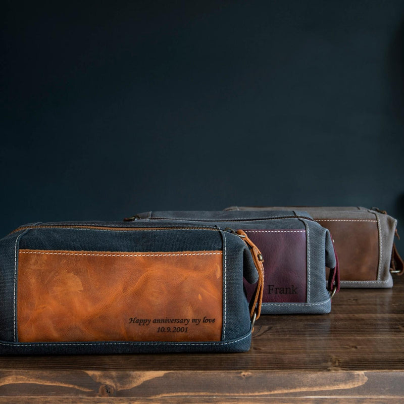 genuine leather toiletry travel bag Londo Toiletry Bag Top Grain Leather and Canvas Travel Bag Dopp Kit Ma – MegaGear Store