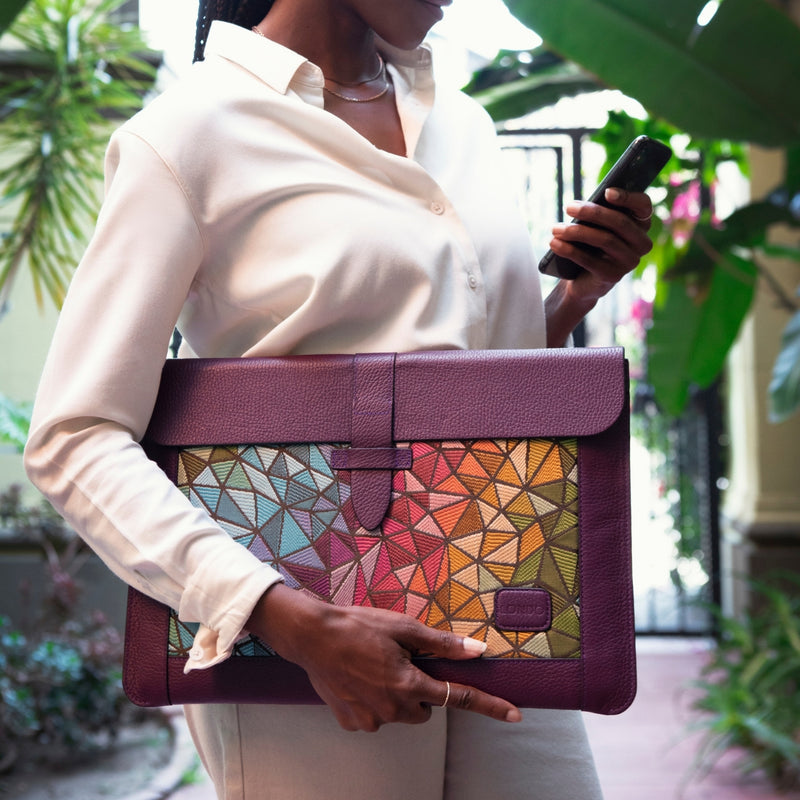 Mosaic Grain Leather Shopper