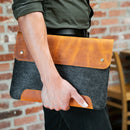 MegaGear Fine Leather and Fleece Sleeve Bag for MacBook Pro, MacBook Air and iPad Case