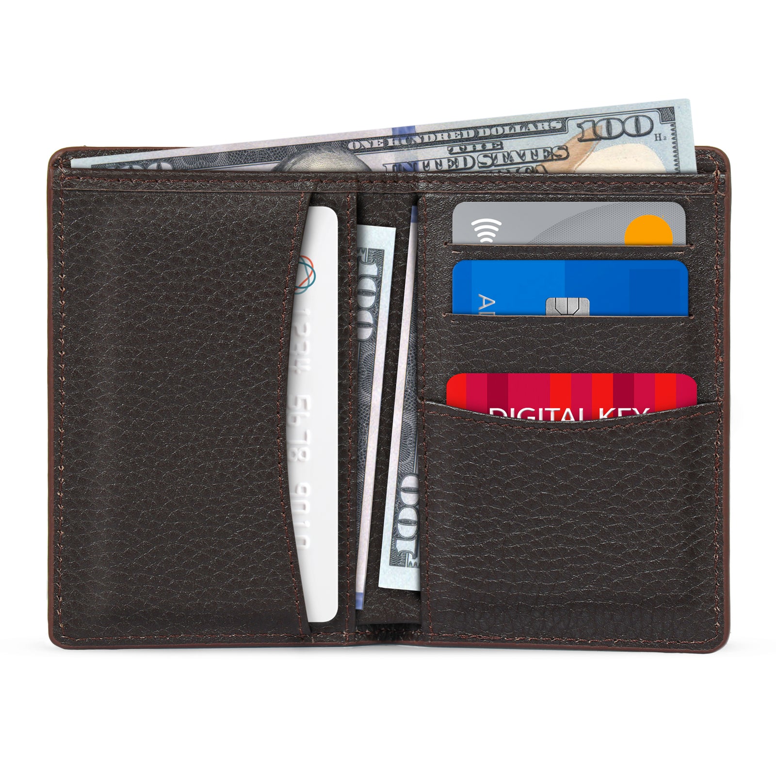 Otto Angelino Bifold Leather Wallet, Passport Style, ID Bank Cards ...