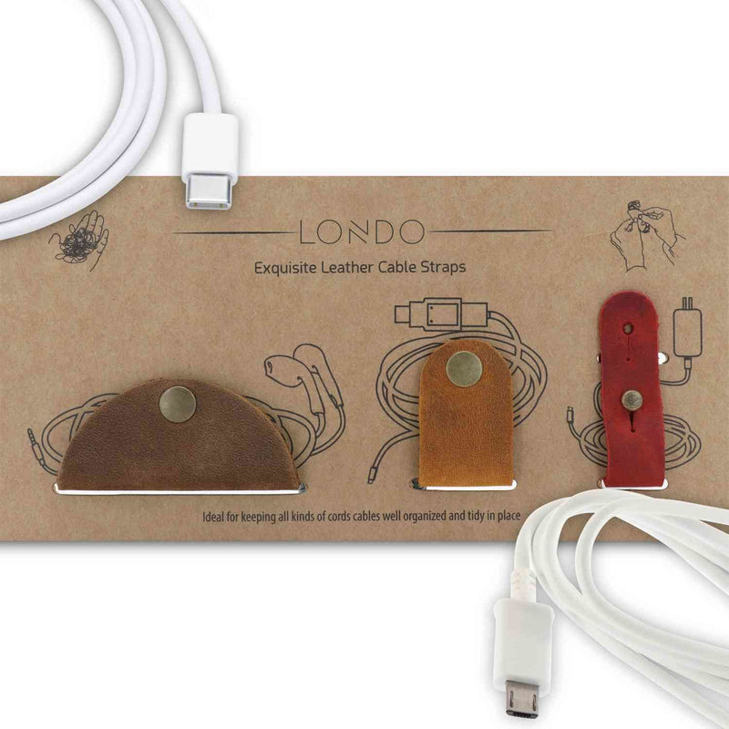 Londo Top Grain Leather Headphone Earphone and General Cable