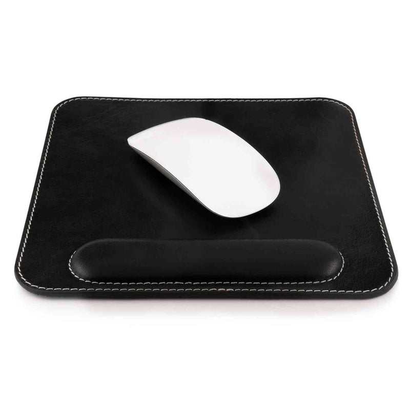 Londo Genuine Leather Mouse Pad with Wrist Rest - Black