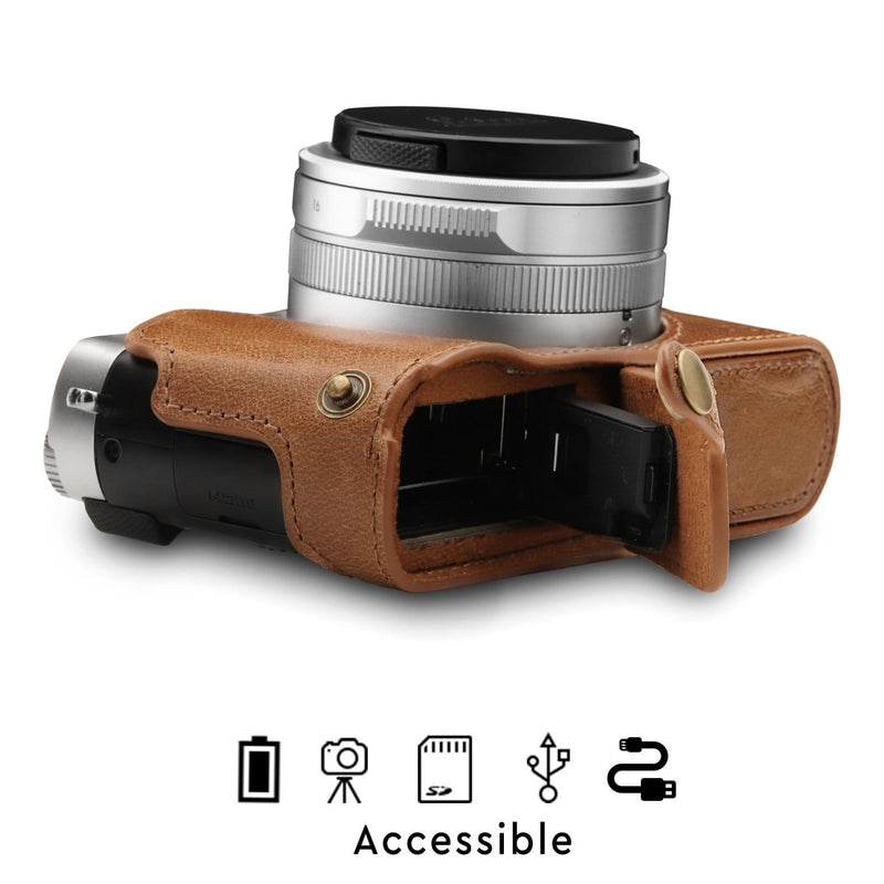  MegaGear MG1695 Ever Ready Genuine Leather Camera Half Case  Compatible with Leica D-Lux 7 - Red : Electronics