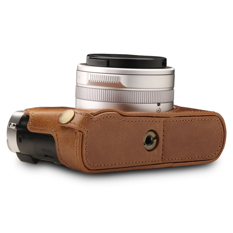 MegaGear MG1604 Ever Ready Genuine Leather Camera Half Case Compatible with Leica D-Lux 7 - Brown