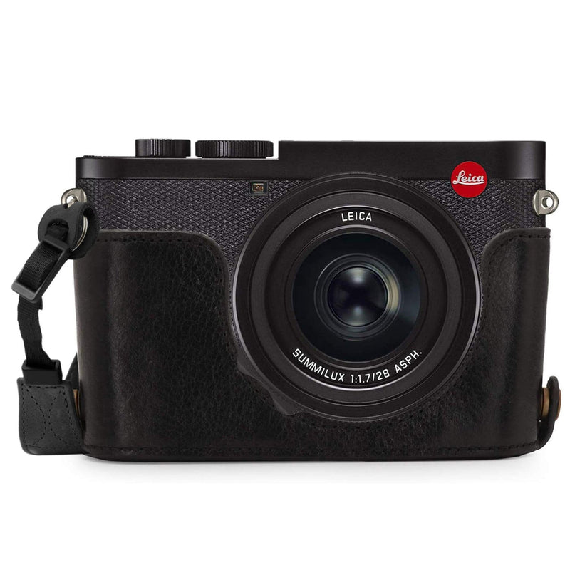 MegaGear MG1718 Ever Ready Genuine Leather Camera Half Case Compatible with Leica Q2 - Black