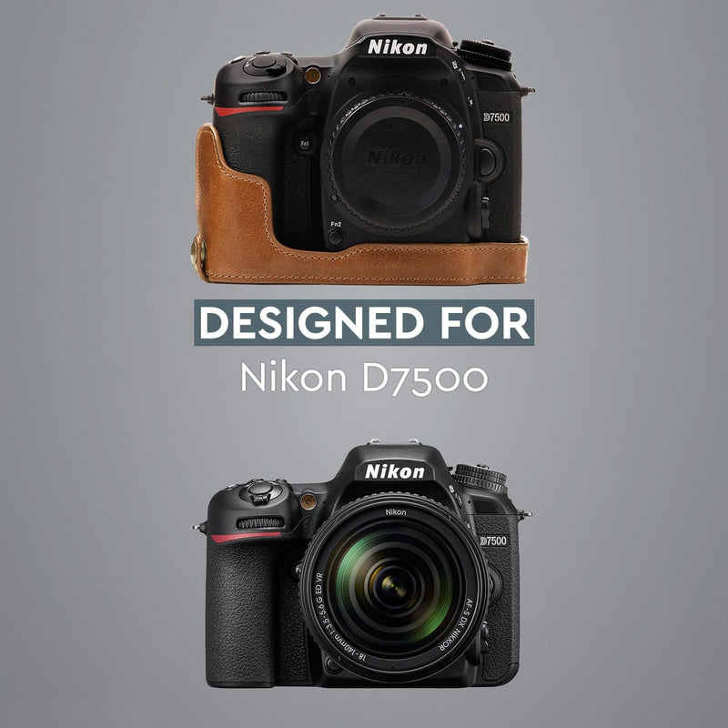 MegaGear Nikon D7500 Ever Ready Genuine Leather Camera Half 