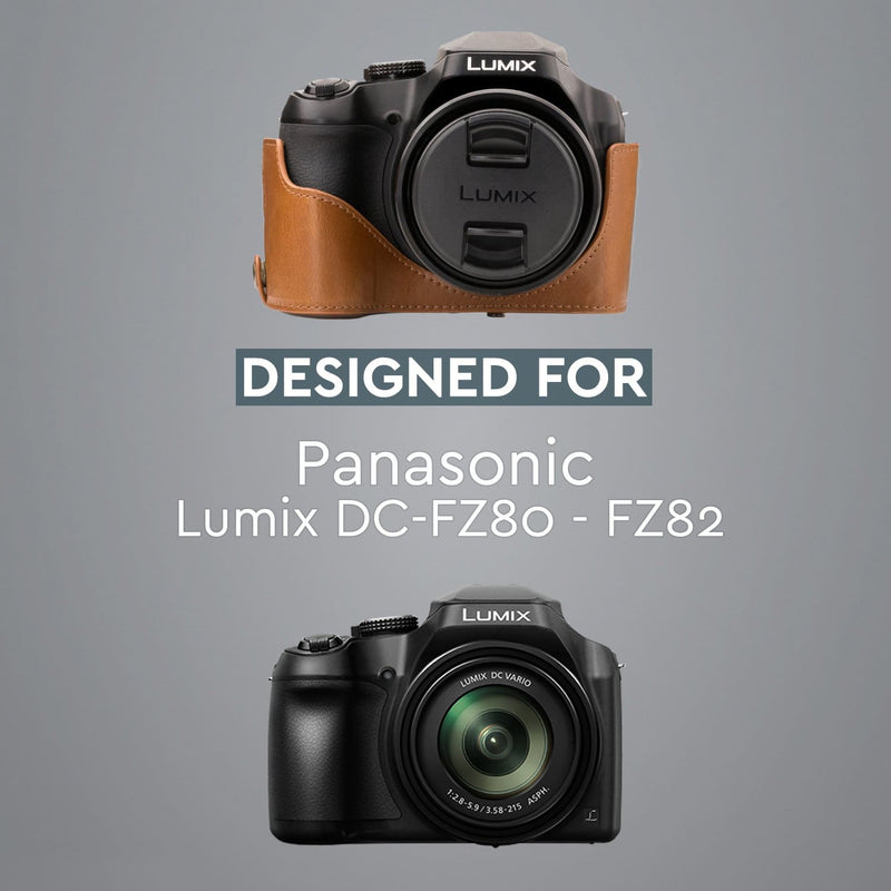 MegaGear Panasonic Lumix DC-FZ80 DC-FZ82 Ever Ready Leather Camera 
